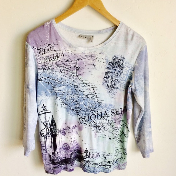 Nicole Miller Graphic Top Leaning Tower Of Pisa